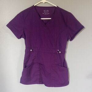 Cherokee Luxe Women's Eggplant Colored Scrub Top Size XXS